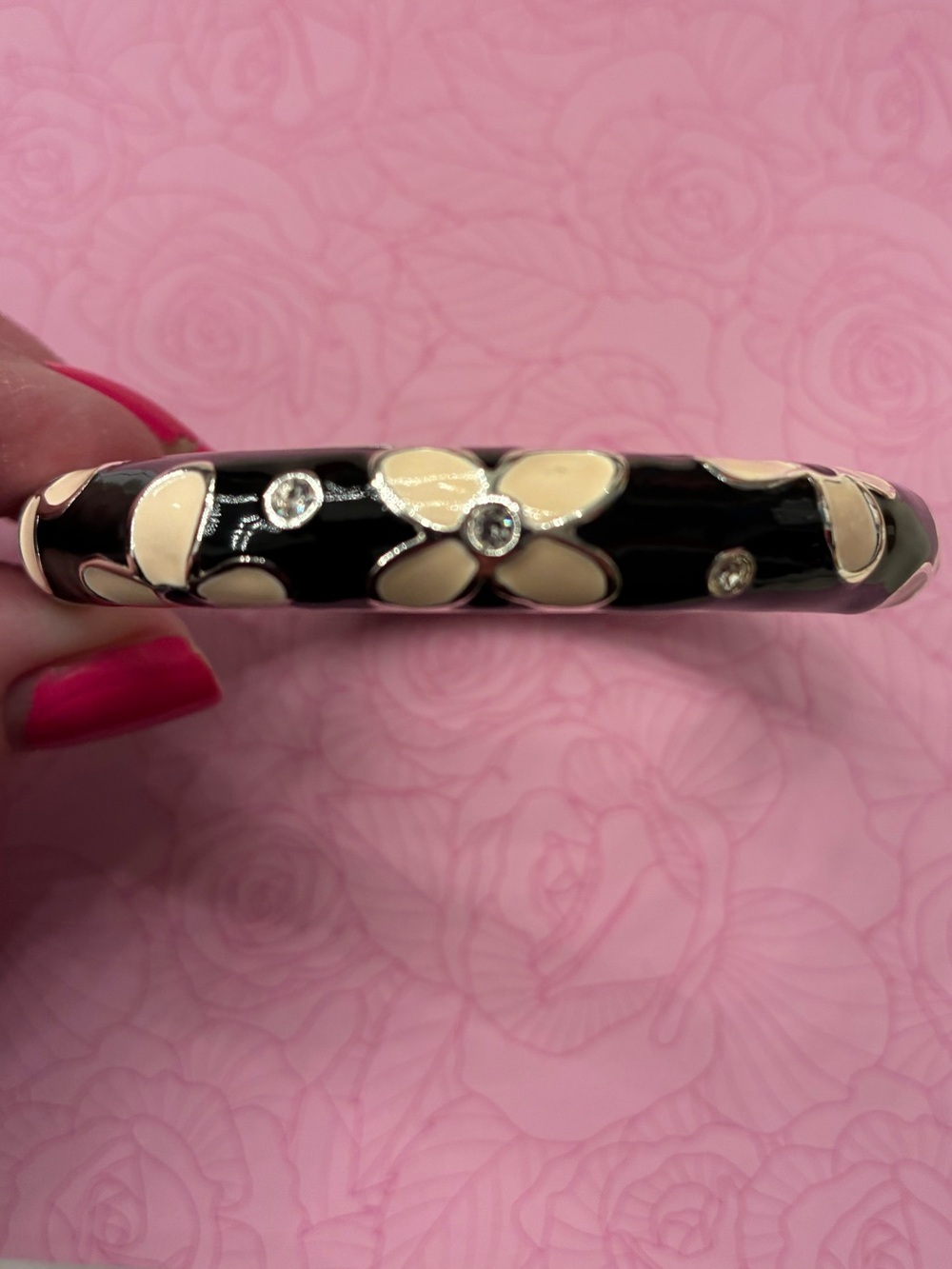 Floral Enamel Bangle Bracelet